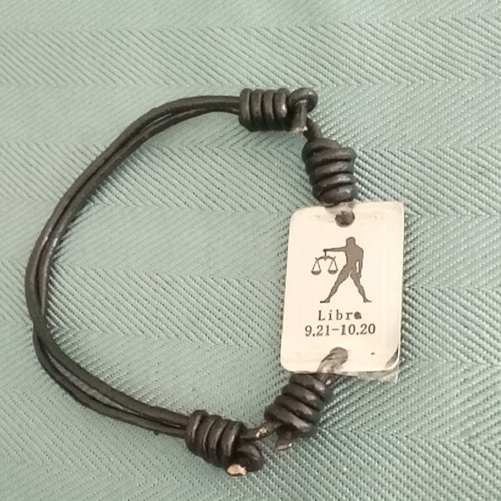 Libra Zodiac Bracelet with Black Cord